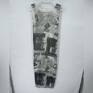 Stylish Black and White Newspaper Print dress sz M